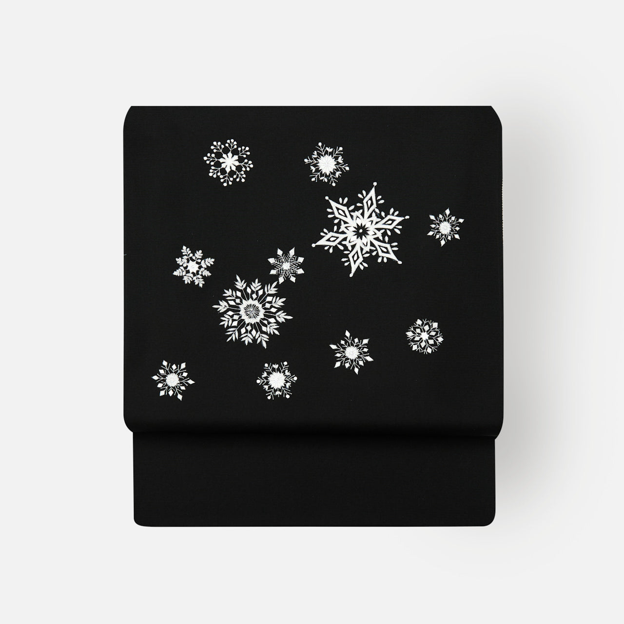袋帯 雪の結晶 黒銀 柊 お仕立て込み 9430_thumbnail.jpg
