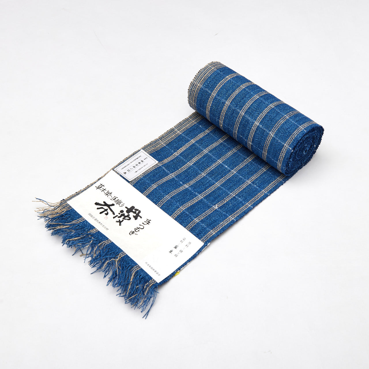 蘆田みち子 丹波布 角帯 草木染「藍×薄茶」 – 銀座もとじオンライン