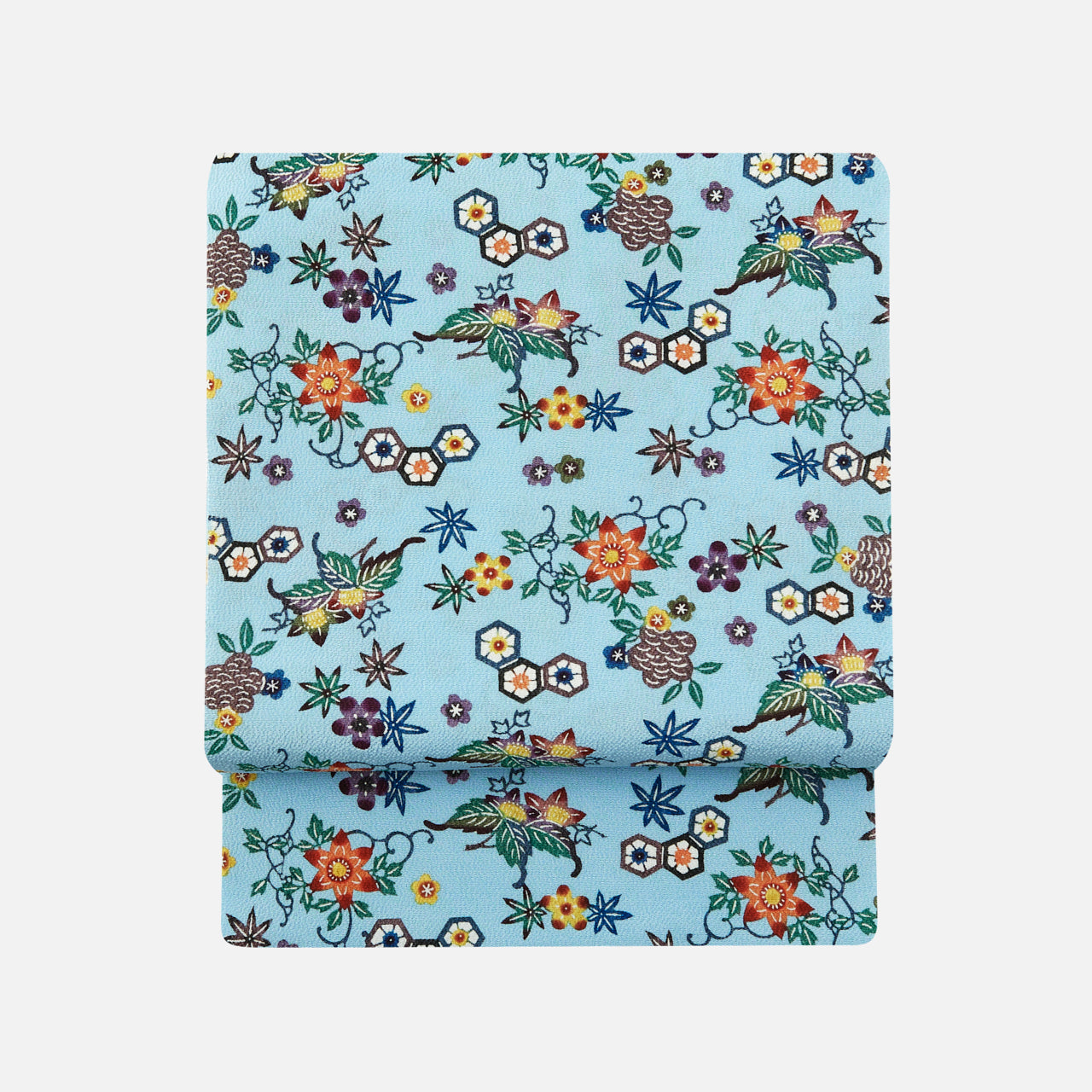 銀座【H-0088】塩瀬地 刺繍 名古屋帯 ベージュ系 貝合わせ文