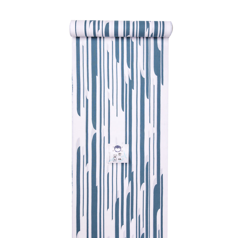 矢後直規氏×銀座もとじ コラボレーション 浴衣 綿コーマ「Brisk Stripes」(青竹色)(広巾)