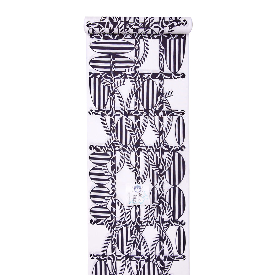 矢後直規氏×銀座もとじ コラボレーション 浴衣 綿コーマ「三十間堀川 黒」(広巾)