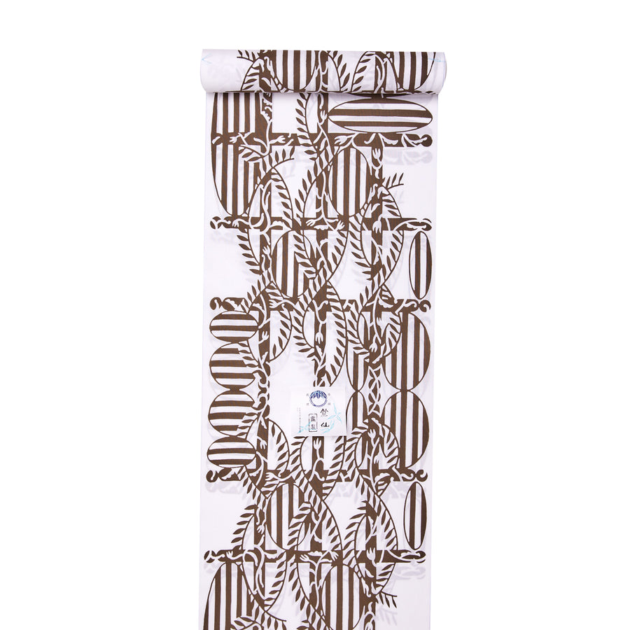 矢後直規氏×銀座もとじ コラボレーション 浴衣 綿コーマ「三十間堀川 茶」(広巾)